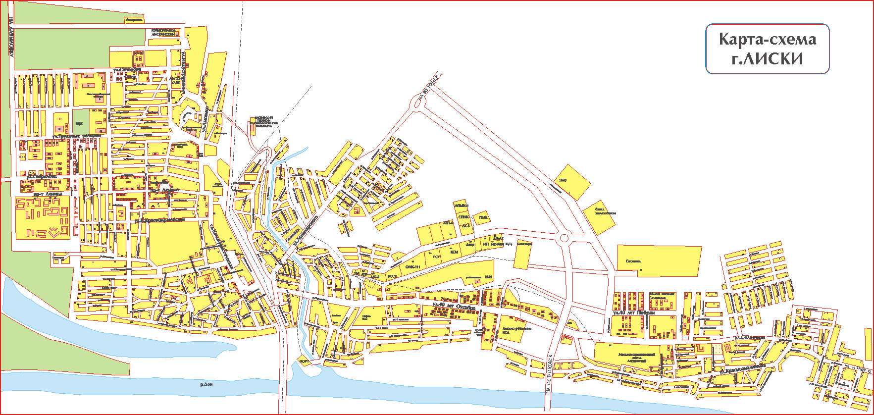 Карта лиски с улицами и номерами